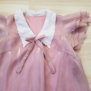 ⭐ Flouncy Collared Dress with Flutter Sleeves and Bow